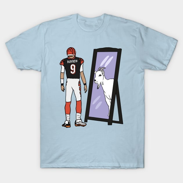 Joe Burrow, Mirror GOAT T-Shirt by rattraptees